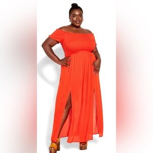 NWT Avenue City Chic  Summer Passion Smock Maxi Dress Tigerlily Size 22/…